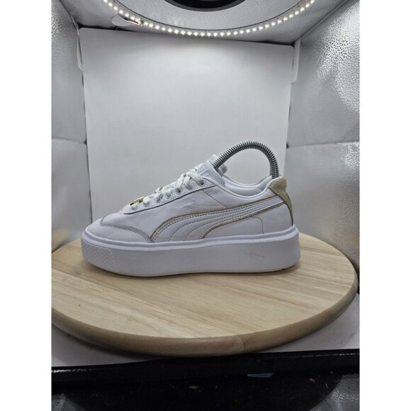 PUMA Oslo Maja Gloaming Platform SNEAKER SHOE WOMENS SIZE US 6 WHITE/GOLD EUC - Picture 1 of 8